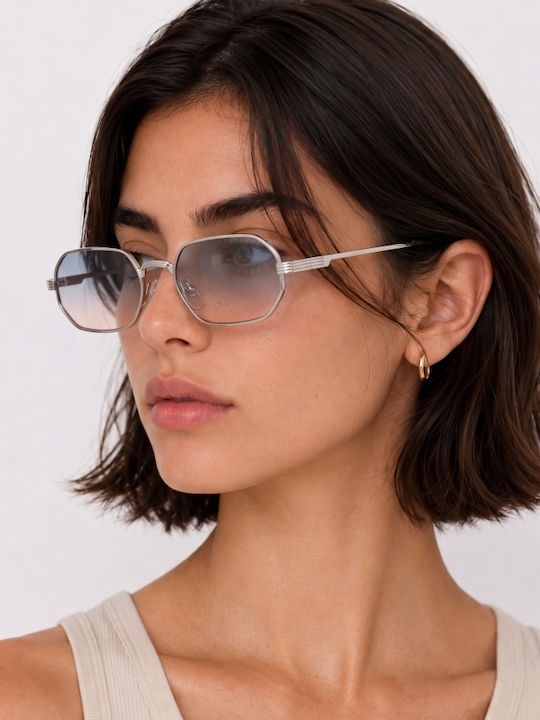Luigi Unisex Ochelari De Soare Cu Ramă Metalică Argintie