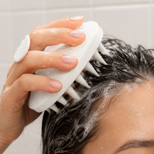 Femmit Head Scalp Massage Brush Soft Silicone Tips White