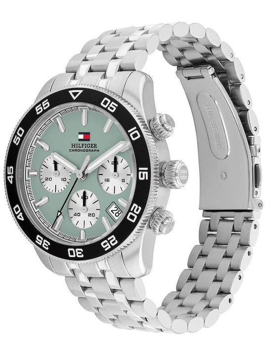 Tommy Hilfiger Men's Watch 46mm Battery Chronograph with Silver Metal Bracelet
