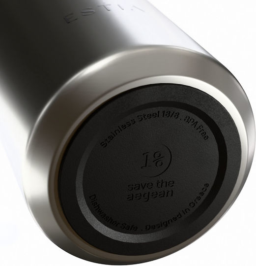 Estia Flow Save the Aegean Recyclable Thermos Bottle Stainless Steel BPA Free 500ml Brushed