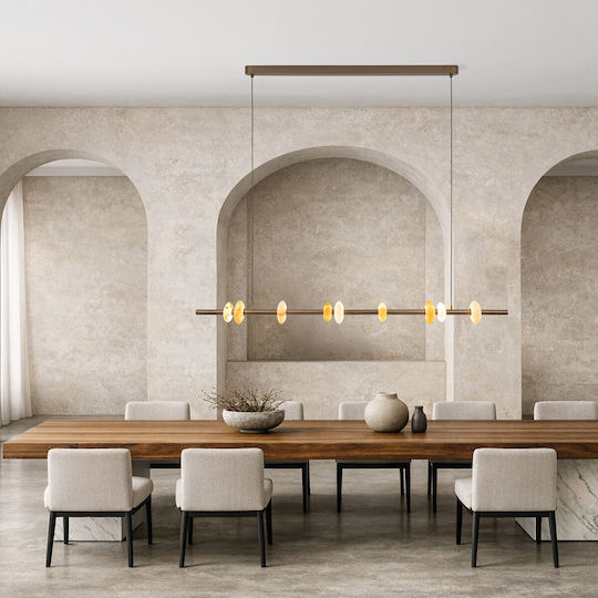 Zambelis Lights Brown LED Pendant Light with Warm White Light Rail