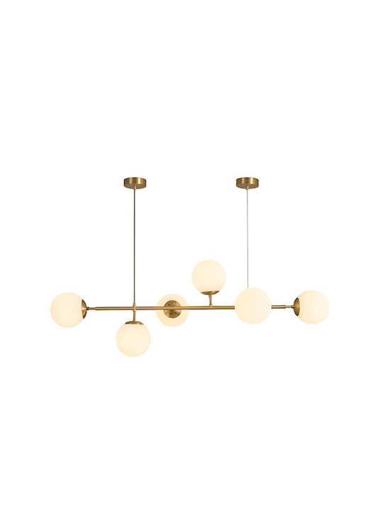 Pakketo Bemfy Hanging Ceiling Light Gold for 15 G9 Bulbs 120x15x15cm
