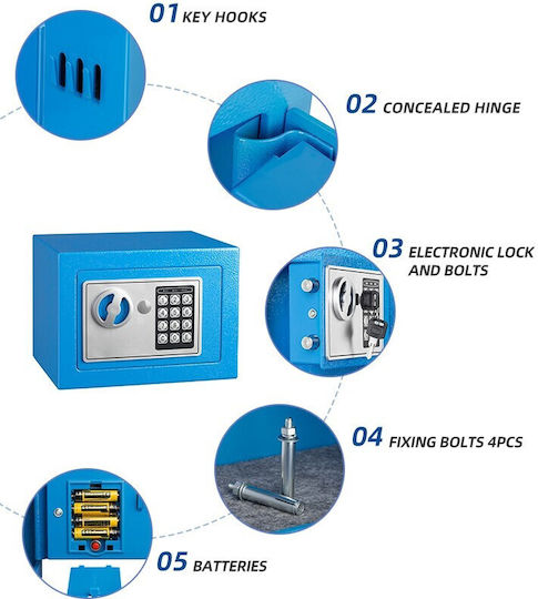Safewell Hotel Safe with Digital Lock and Key M17xW23xH17cm Weight 2.5kg