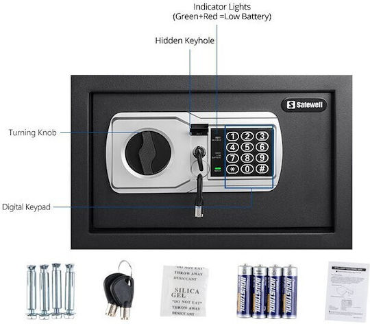 Safewell Safe with Digital Lock and Key M25xW35xH25cm Weight 8kg