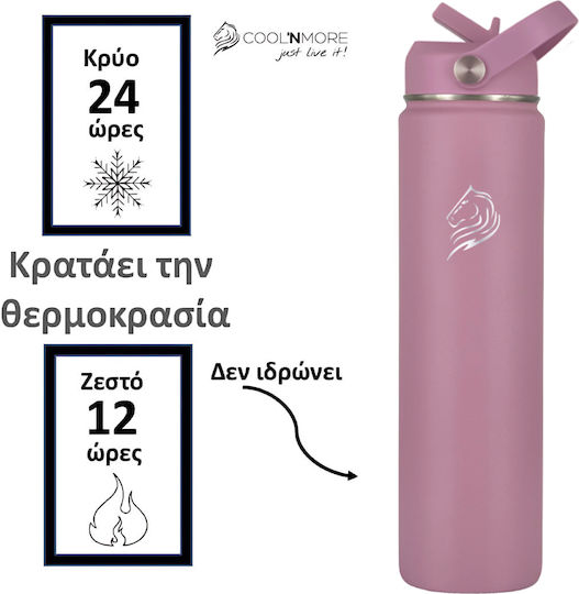 Cool'NMore Μπουκάλι Θερμός Ανοξείδωτο BPA Free 750ml Velvet με Καλαμάκι, Λαβή, Επιστόμιο και Θηλιά