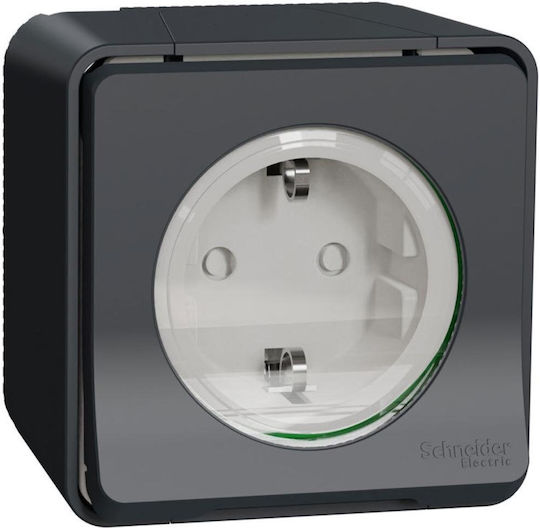Surface Single Power Socket Waterproof Grey