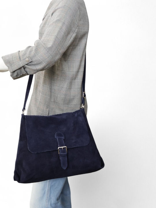 Damen-Ledertasche im Messenger-Stil Suede Chocolate Brown
