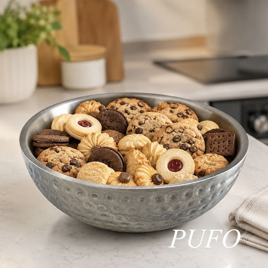 Pufo Servierschale Rund Inox Graue mit Durchmesser 25cm