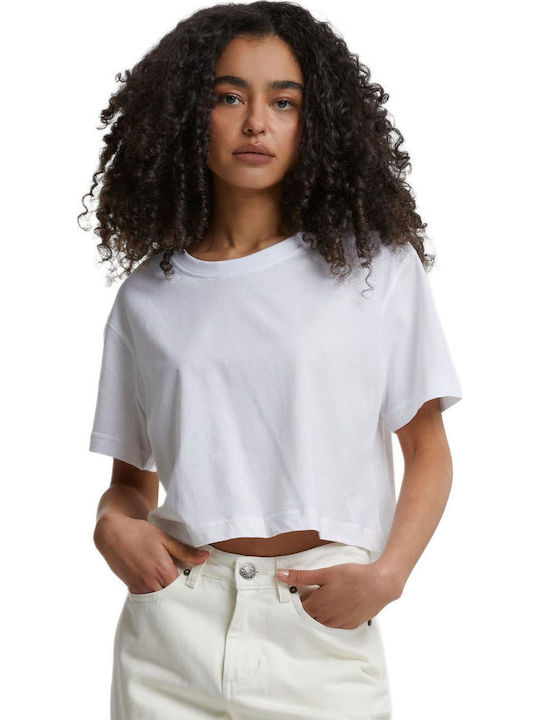 TB1555 Women's Summer Crop Top Cotton Short Sleeve White