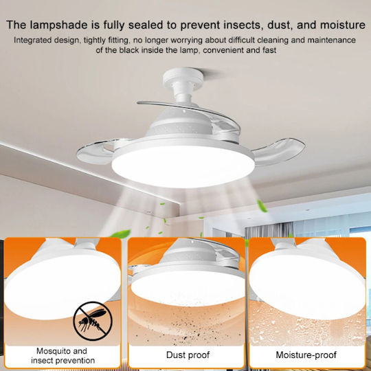Rixme Ceiling Fan 20cm with Light White