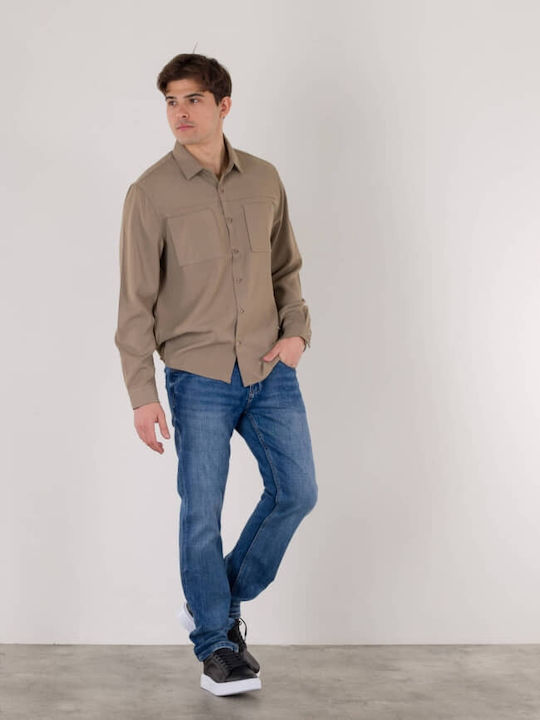 Long Sleeve Overshirt Beige
