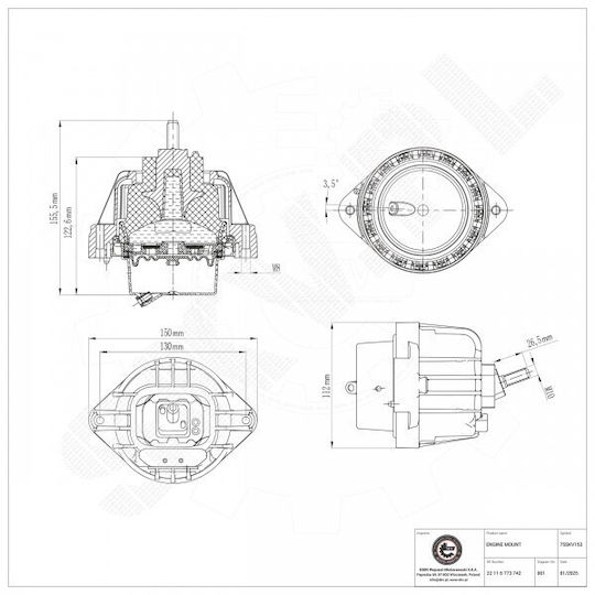 Engine Mount Bmw 1 3 X1 Left Or Right Side 22116773742