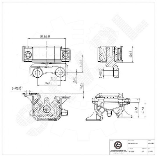 Front Right Engine Mount Opel Combo Corsa C D Meriva A Tigra 13125208