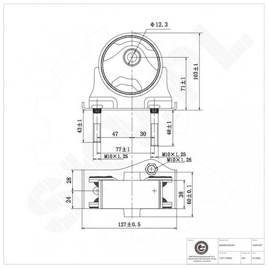 Suport spate motor Toyota RAV 4 II 12371-28020
