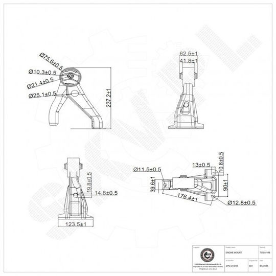 Μαξιλάρι Κινητήρα Τις Δύο Πλευρές Dodge Caliber Jeep Compass 5105495ag