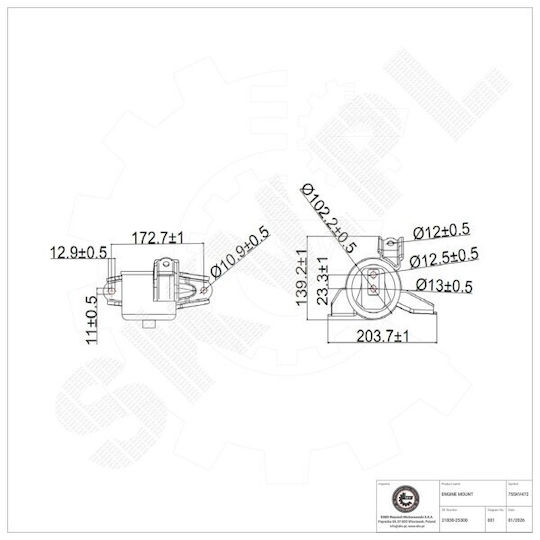 Motorhalterung Für Den Motor Hyundai Ix35 Kia Sportage Iii 21830-2s300