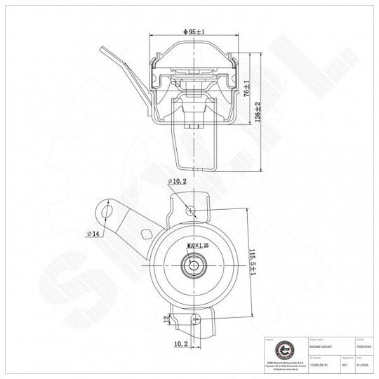 Δεξιό Στήριγμα Κινητήρα Toyota Rav 4 Ii 12305-28151
