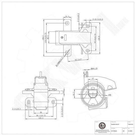Αριστερό Στήριγμα Κινητήρα Chrysler Grand Voyager V 5273996ae
