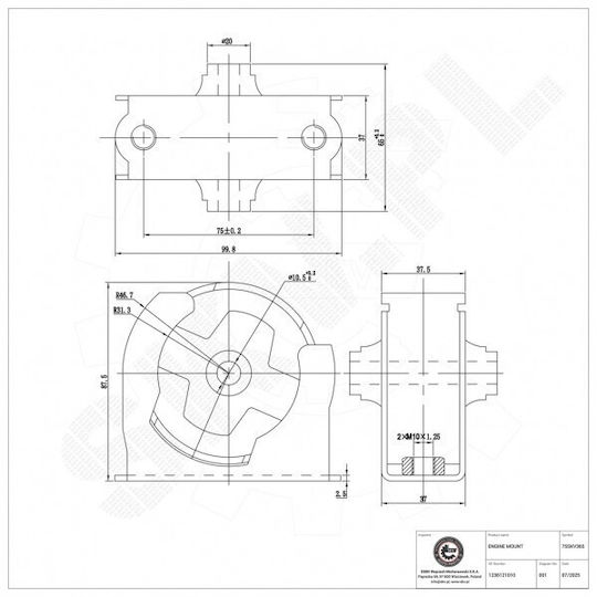 Suport frontal motor Toyota Avensis Corolla Rav 4 Ii 1236121010