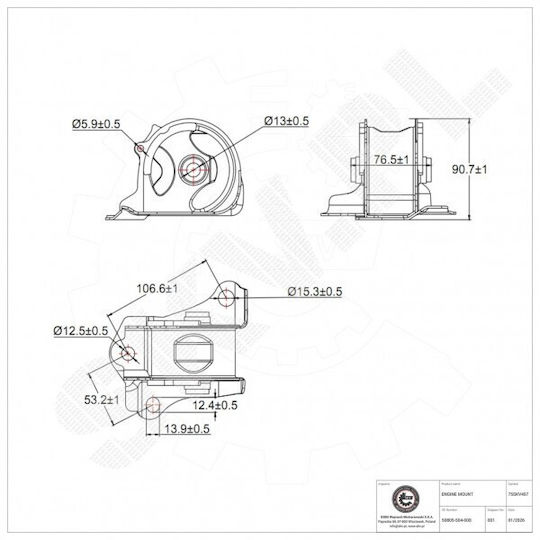 Δεξιό Στήριγμα Κινητήρα Honda Civic Vi 50805-s04-000