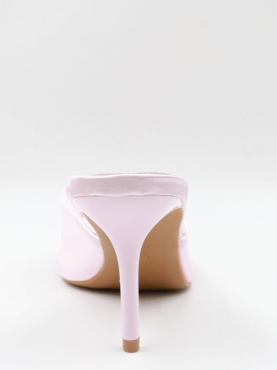 Mules With Heel In Pink Colour