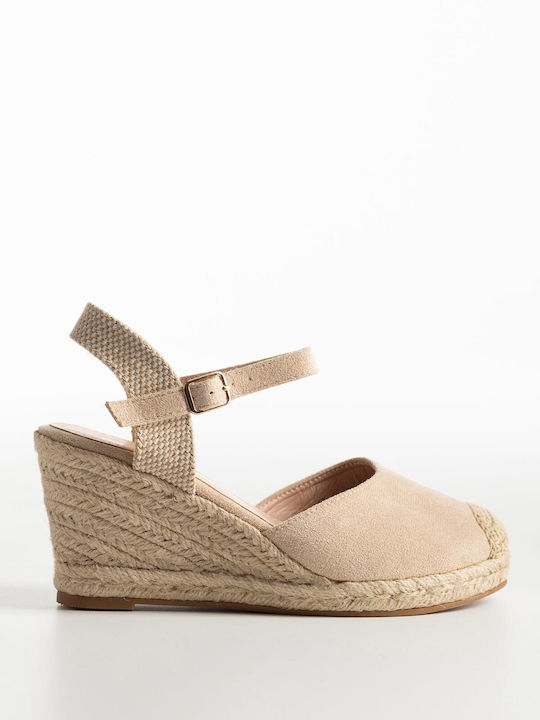 Damenplattformen Suede Schnur In Der Sohle & Barette Damenplattformen 77-609 Beige Synthetic Suede