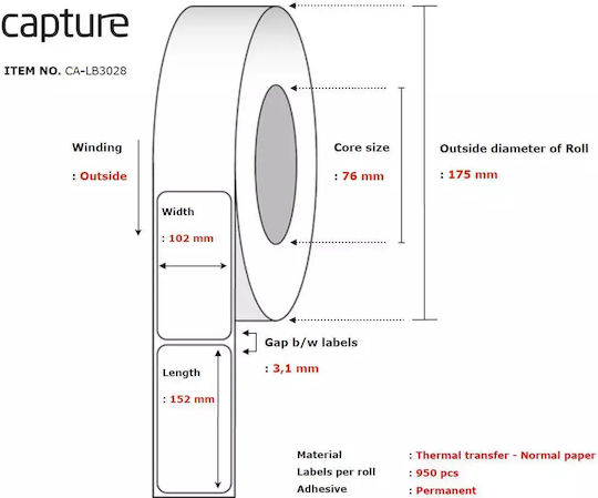 Capture 950 Role Autoadezive în Role 102x152mm 4 Bucăți