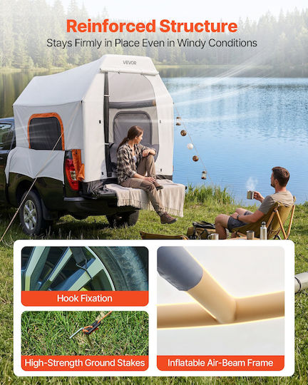 Vevor Camping Tent Tunnel Car Inflatable Storage White 3 Seasons for 3 People 220x165x183cm