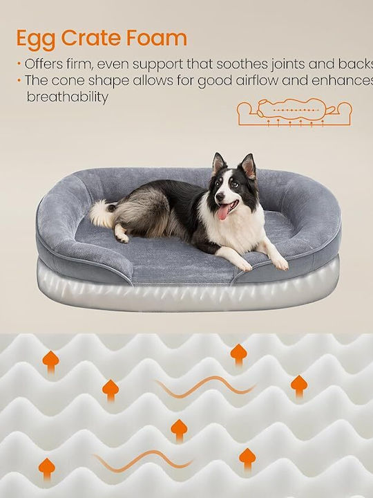 Feandrea Hundebett Sofa Orthopädisch Grau 91x68cm
