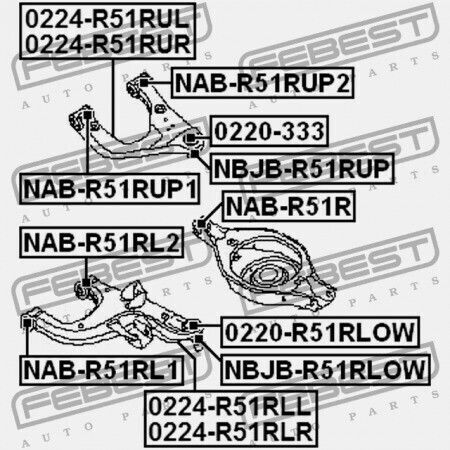 Bolt Spate Braț Inferior Control Nissan Căutător De Drumuri R51m 2005.01-2014.11 El 551a0-eb31a