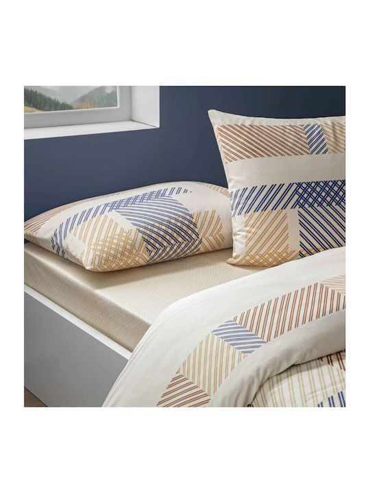 Tac Set Huse Pentru Pilote 100% Bumbac 160x200cm Simplă Cu Față De Pernă & 1 Cearșaf Bej