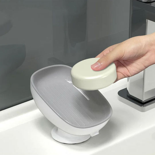 SteweHome Plastic Soap Dish With Suction Cup Grey