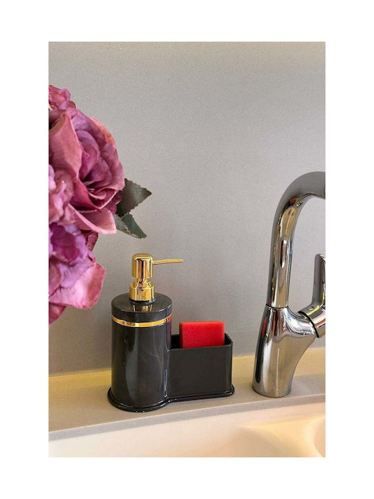 SteweHome Kitchen Plastic Dispenser with Sponge Holder Grey