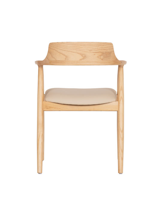 Rubberwood Dining Room Armchairs Wooden Beige 2 Pieces 58x54x78cm