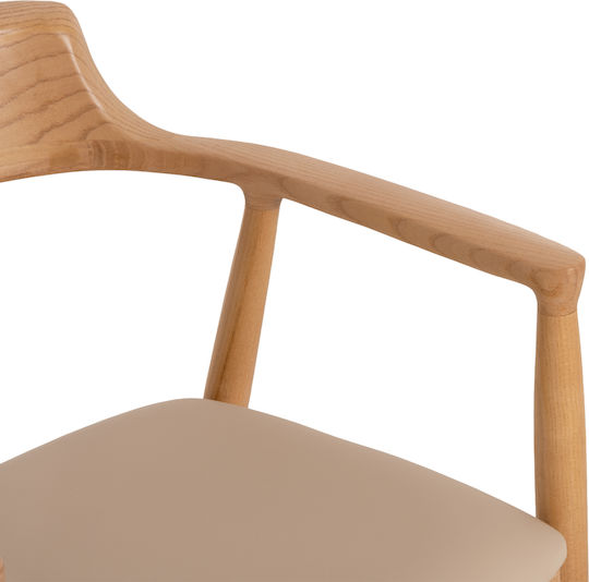 Rubberwood Πολυθρόνες Τραπεζαρίας Ξύλινες Μπεζ 2τμχ 58x54x78εκ.