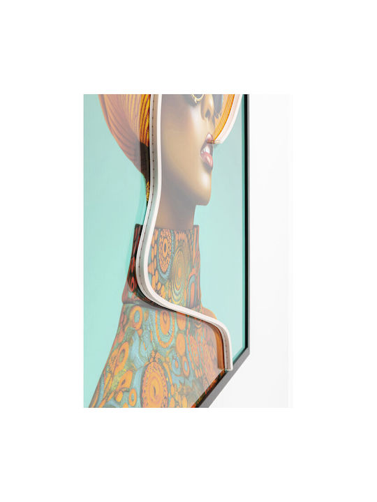 Paintings Canvas Sun Hat Woman Yellow with LED Lighting Yellow Blue 80x80cm