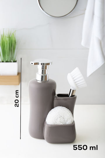 SteweHome Dispenser Κουζίνας από Πορσελάνη Γκρι 550ml