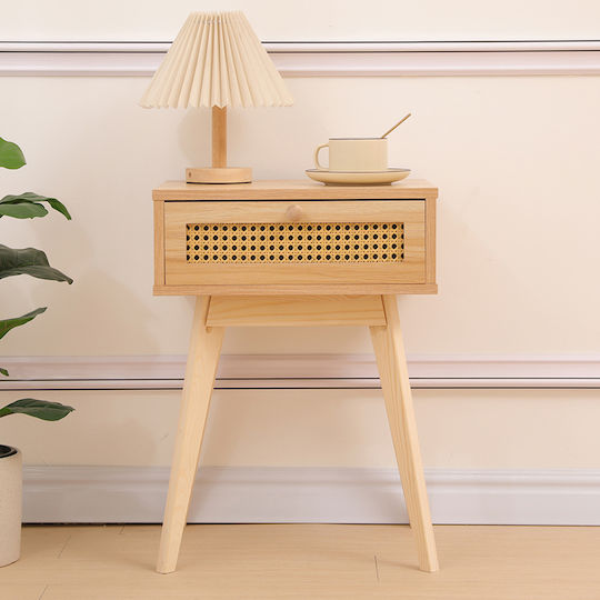 Κομοδίνο Scandy Ξύλινο Μπεζ 48x36x55cm