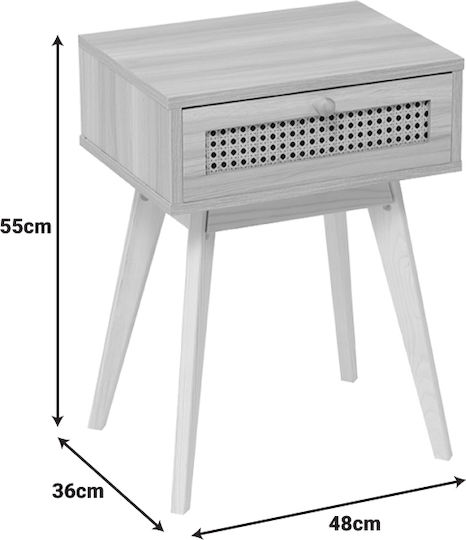 Κομοδίνο Scandy Ξύλινο Μπεζ 48x36x55cm