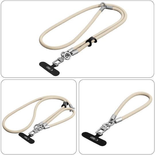 Mobile Phone Crossbody & Hand Strap Tech-Protect C10s Rope Titanium Beige