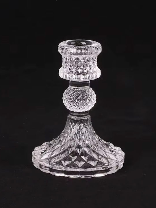 Keskor Κηροπήγιο Γυάλινο σε Διάφανο Χρώμα 8x8x10.5εκ.