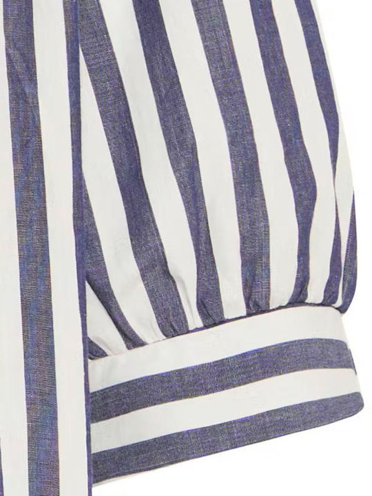 Women's Cotton Striped Navy Blue Blouse