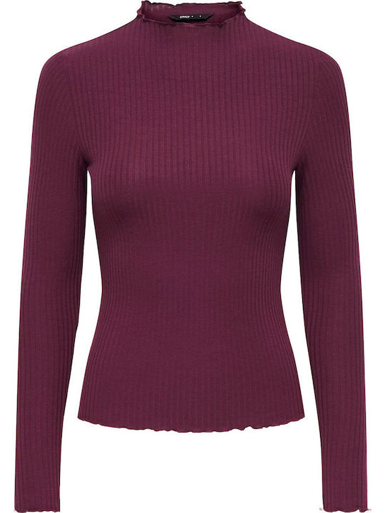 Women's Blouse Long Sleeve Turtleneck Bordeaux