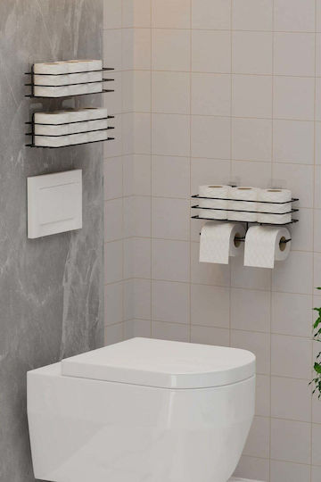 SteweHome Raft Montat Pe Perete Pentru Baie Metalic Negru
