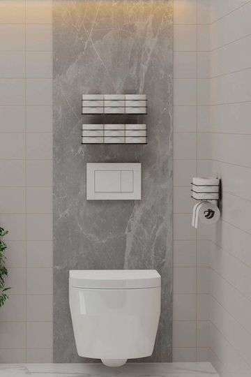 SteweHome Raft Montat Pe Perete Pentru Baie Metalic Negru