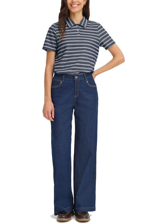 Women's Short Sleeve Striped Blue