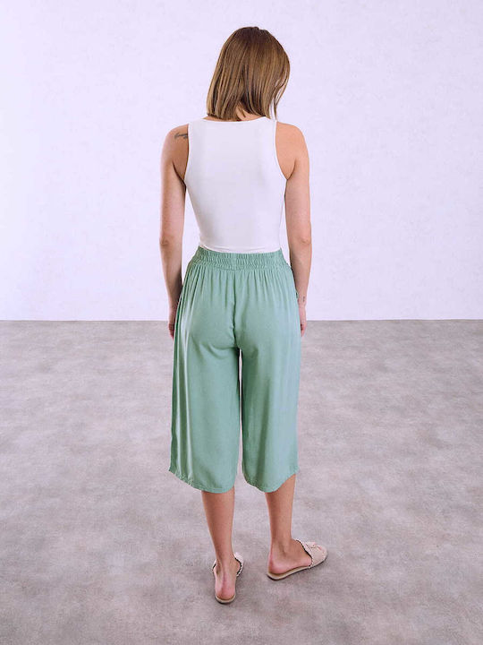 Celestino Ζιπ Κιλότ Μονόχρωμη Loose Fit Βεραμάν Celestino Ζιπ Κιλότ Μονόχρωμη Loose Fit Βεραμάν