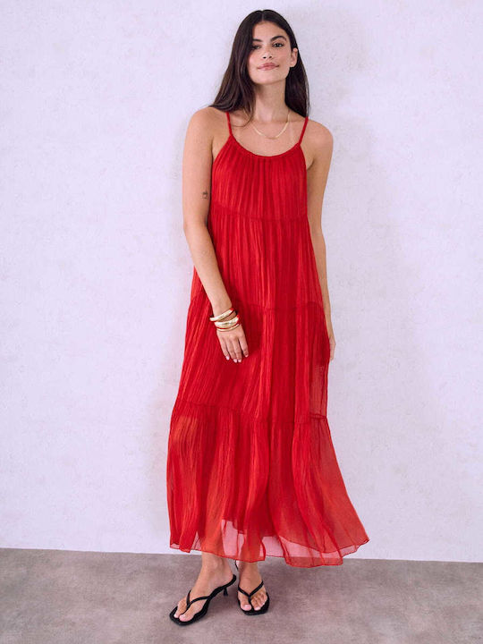 Celestino Damen Maxi Kleid Mit Falten Rote