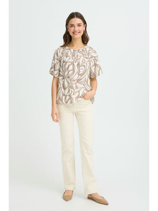 Women's Short Sleeve Brown Blouse