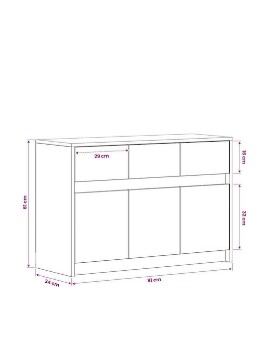 Έπιπλο Τηλεόρασης Δρυς Μ91xΠ34xΥ61cm